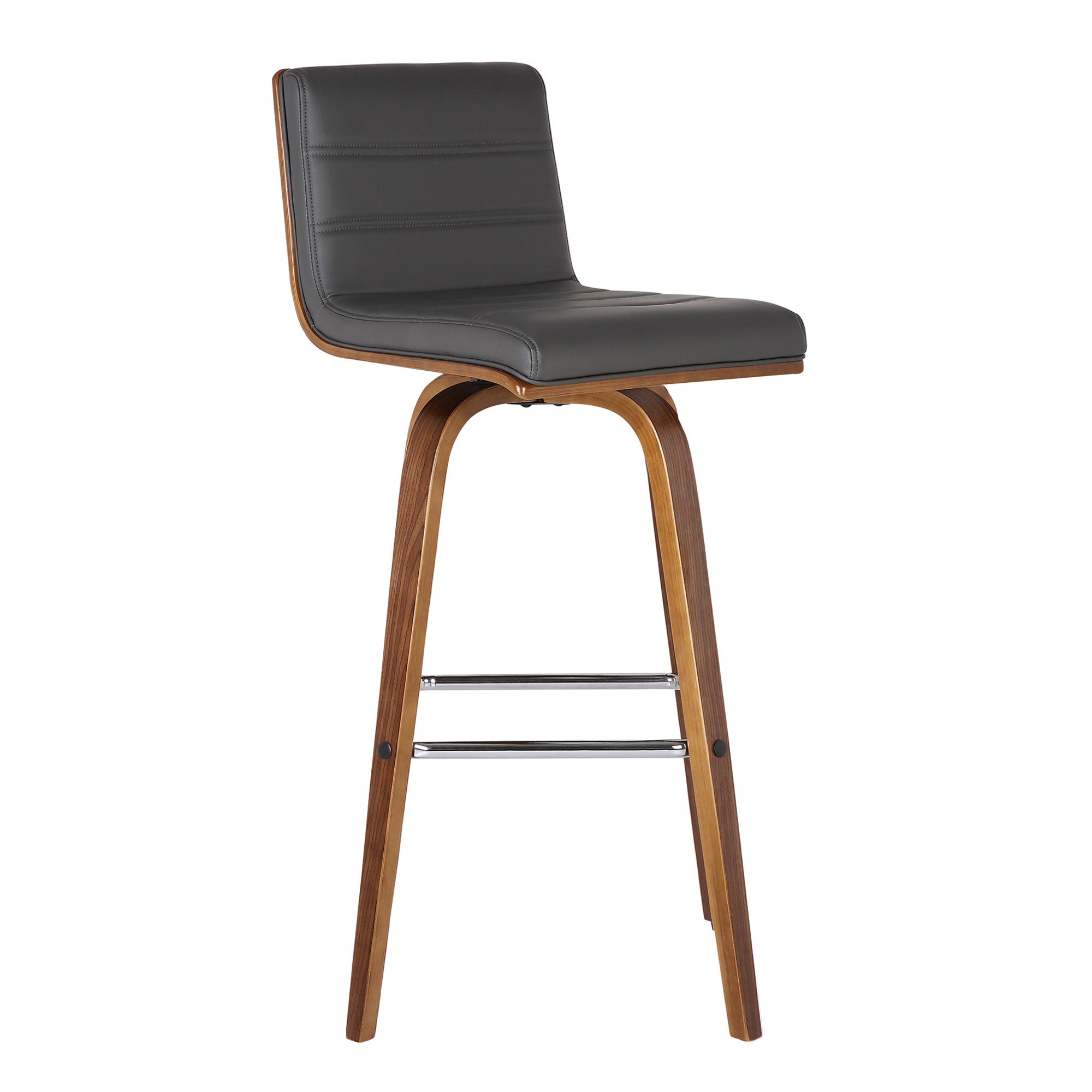 26" Gray And Brown Solid Wood Swivel Low Back Counter Height Bar Chair - Homeroots - Flyclothing LLC