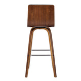 26" Gray And Brown Solid Wood Swivel Low Back Counter Height Bar Chair - Homeroots