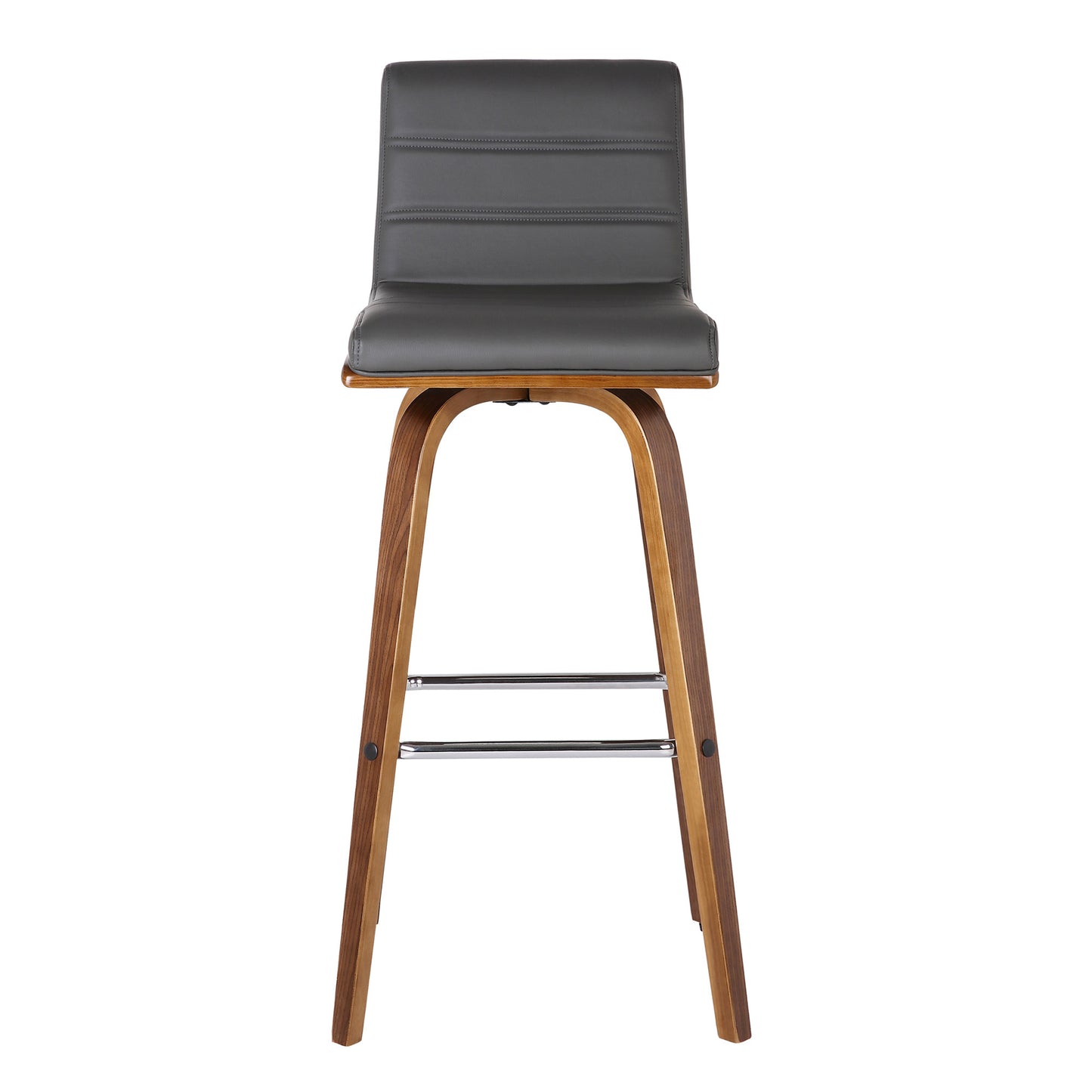 26" Gray And Brown Solid Wood Swivel Low Back Counter Height Bar Chair - Homeroots - Flyclothing LLC