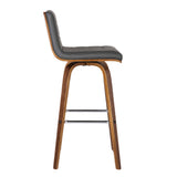 26" Gray And Brown Solid Wood Swivel Low Back Counter Height Bar Chair - Homeroots - Flyclothing LLC