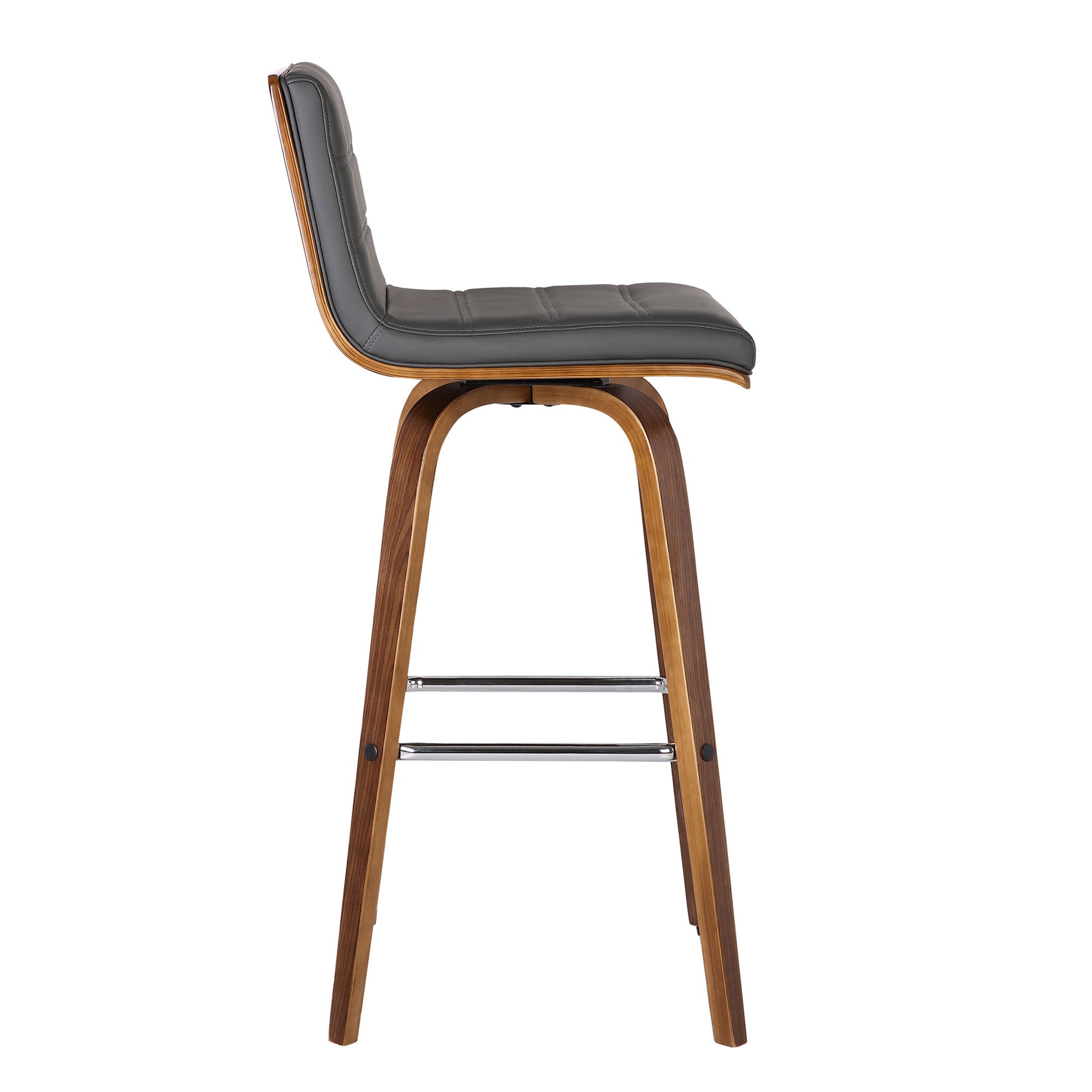 26" Gray And Brown Solid Wood Swivel Low Back Counter Height Bar Chair - Homeroots - Flyclothing LLC
