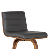 26" Gray And Brown Solid Wood Swivel Low Back Counter Height Bar Chair - Homeroots - Flyclothing LLC