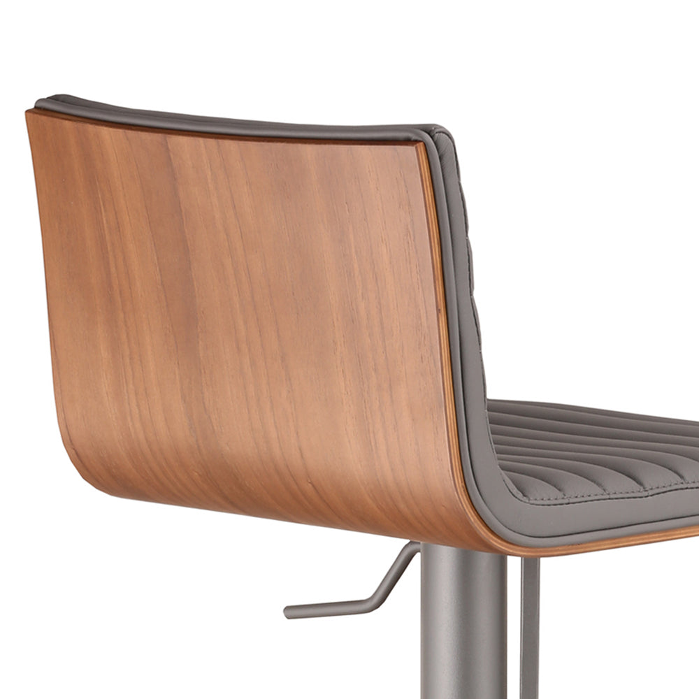 22" Gray Iron Swivel Low Back Adjustable Height Bar Chair - Homeroots