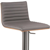 22" Gray Iron Swivel Low Back Adjustable Height Bar Chair - Homeroots