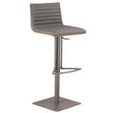22" Gray Iron Swivel Low Back Adjustable Height Bar Chair - Homeroots