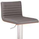22" Gray And Silver Iron Swivel Low Back Adjustable Height Bar Chair - Homeroots - Flyclothing LLC