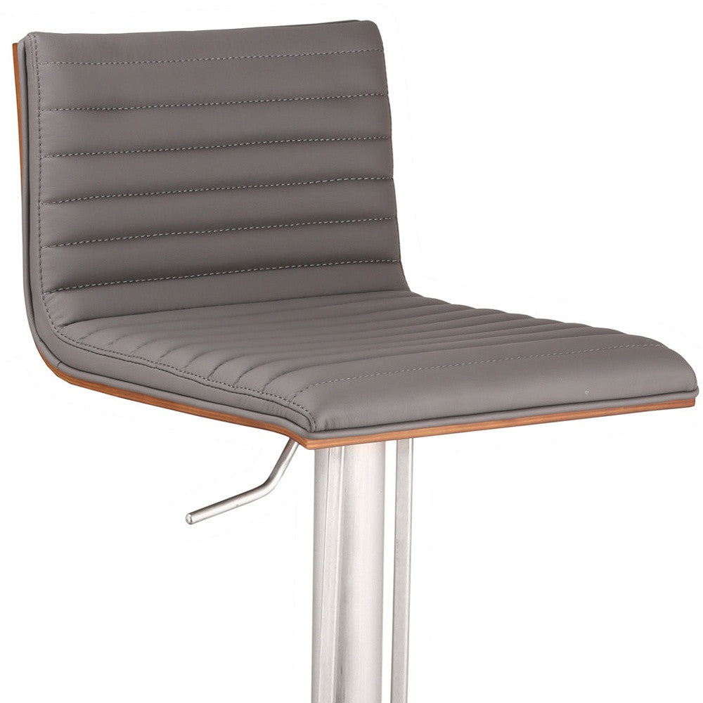 22" Gray And Silver Iron Swivel Low Back Adjustable Height Bar Chair - Homeroots - Flyclothing LLC