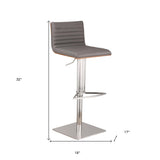 22" Gray And Silver Iron Swivel Low Back Adjustable Height Bar Chair - Homeroots - Flyclothing LLC