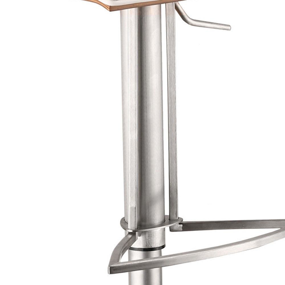 22" White And Silver Iron Swivel Low Back Adjustable Height Bar Chair - Homeroots - Flyclothing LLC