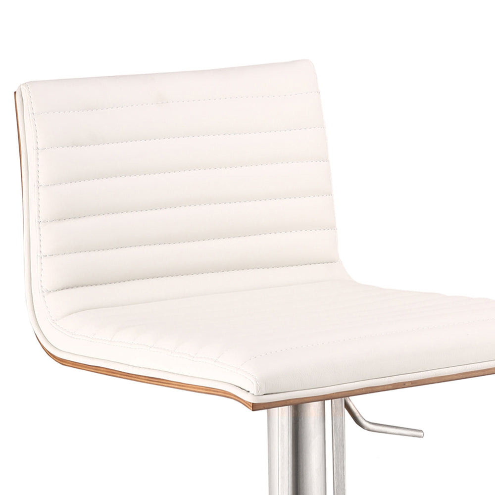 22" White And Silver Iron Swivel Low Back Adjustable Height Bar Chair - Homeroots