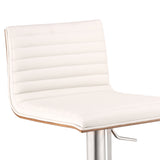 22" White And Silver Iron Swivel Low Back Adjustable Height Bar Chair - Homeroots
