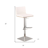 22" White And Silver Iron Swivel Low Back Adjustable Height Bar Chair - Homeroots
