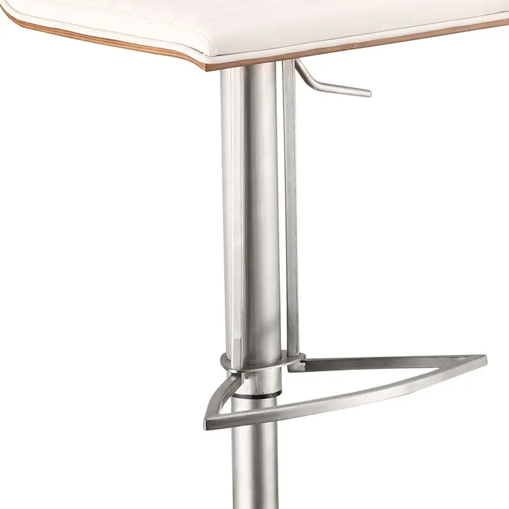 22" White And Silver Iron Swivel Low Back Adjustable Height Bar Chair - Homeroots - Flyclothing LLC