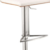 22" White And Silver Iron Swivel Low Back Adjustable Height Bar Chair - Homeroots - Flyclothing LLC
