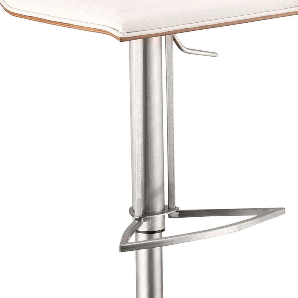 22" White And Silver Iron Swivel Low Back Adjustable Height Bar Chair - Homeroots