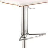 22" White And Silver Iron Swivel Low Back Adjustable Height Bar Chair - Homeroots