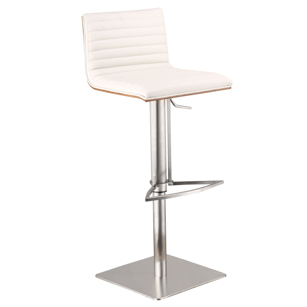 22" White And Silver Iron Swivel Low Back Adjustable Height Bar Chair - Homeroots