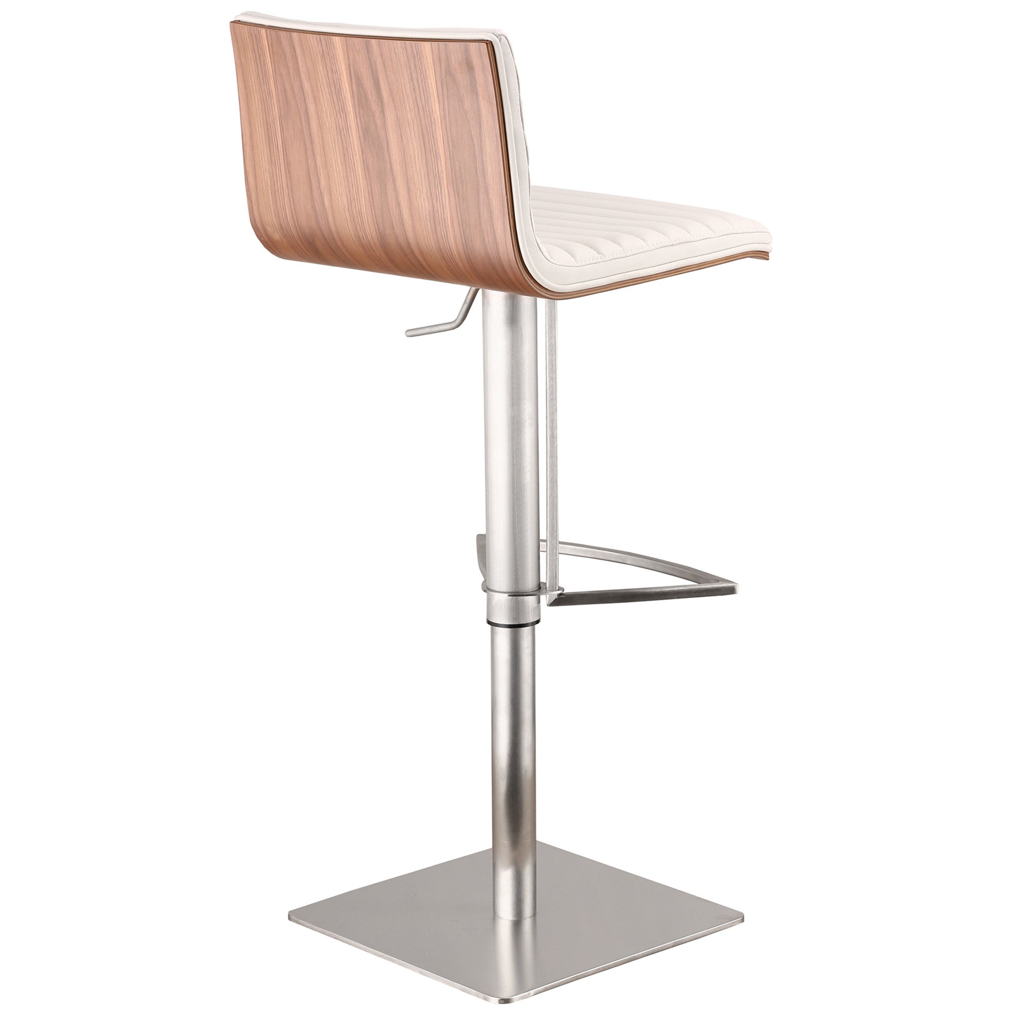 22" White And Silver Iron Swivel Low Back Adjustable Height Bar Chair - Homeroots - Flyclothing LLC