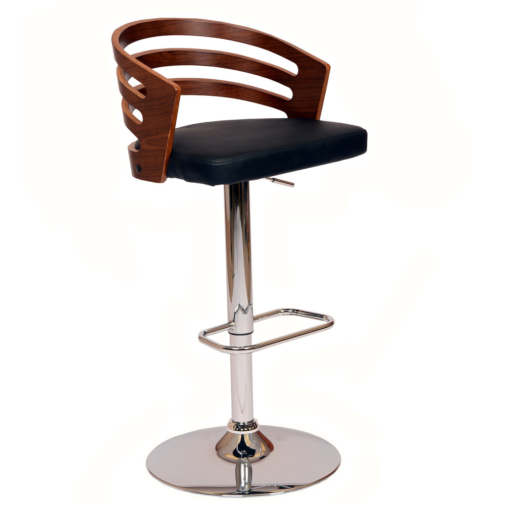 25" Black And Silver Iron Swivel Low Back Adjustable Height Bar Chair - Homeroots