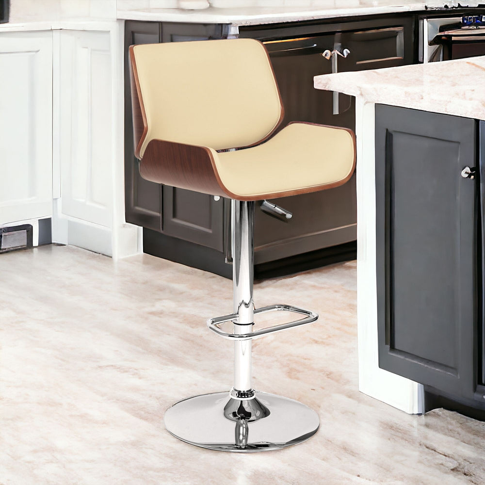 24" Cream And Silver Iron Swivel Low Back Adjustable Height Bar Chair - Homeroots - Flyclothing LLC