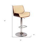 24" Cream And Silver Iron Swivel Low Back Adjustable Height Bar Chair - Homeroots - Flyclothing LLC