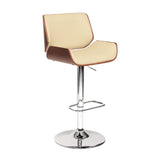 24" Cream And Silver Iron Swivel Low Back Adjustable Height Bar Chair - Homeroots