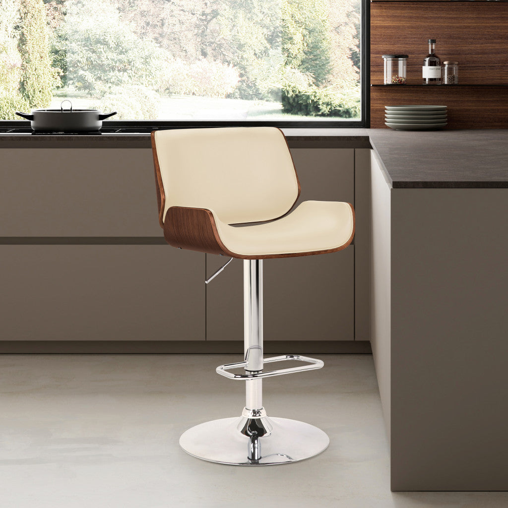 24" Cream And Silver Iron Swivel Low Back Adjustable Height Bar Chair - Homeroots - Flyclothing LLC