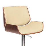 24" Cream And Silver Iron Swivel Low Back Adjustable Height Bar Chair - Homeroots