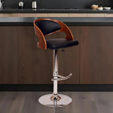 Black And Silver Faux Leather And Chrome Low Back Adjustable Height Swivel Bar Chair - Homeroots - Flyclothing LLC