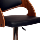 Black And Silver Faux Leather And Chrome Low Back Adjustable Height Swivel Bar Chair - Homeroots - Flyclothing LLC