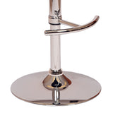 Black And Silver Faux Leather And Chrome Low Back Adjustable Height Swivel Bar Chair - Homeroots