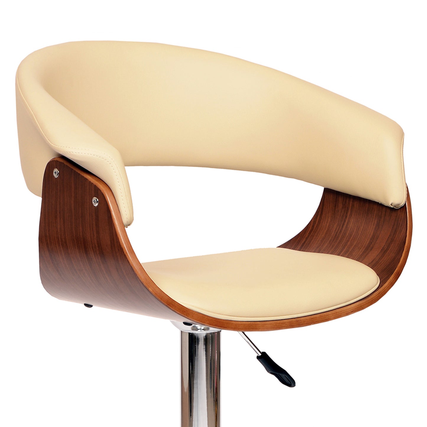 24" Cream And Silver Faux Leather And Solid Wood Swivel Low Back Adjustable Height Bar Chair - Homeroots - Flyclothing LLC