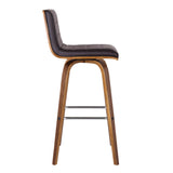 30" Brown Solid Wood Swivel Low Back Bar Height Bar Chair - Homeroots