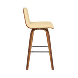 30" Cream And Brown Iron Swivel Low Back Bar Height Bar Chair - Homeroots