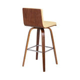 30" Cream And Brown Iron Swivel Low Back Bar Height Bar Chair
