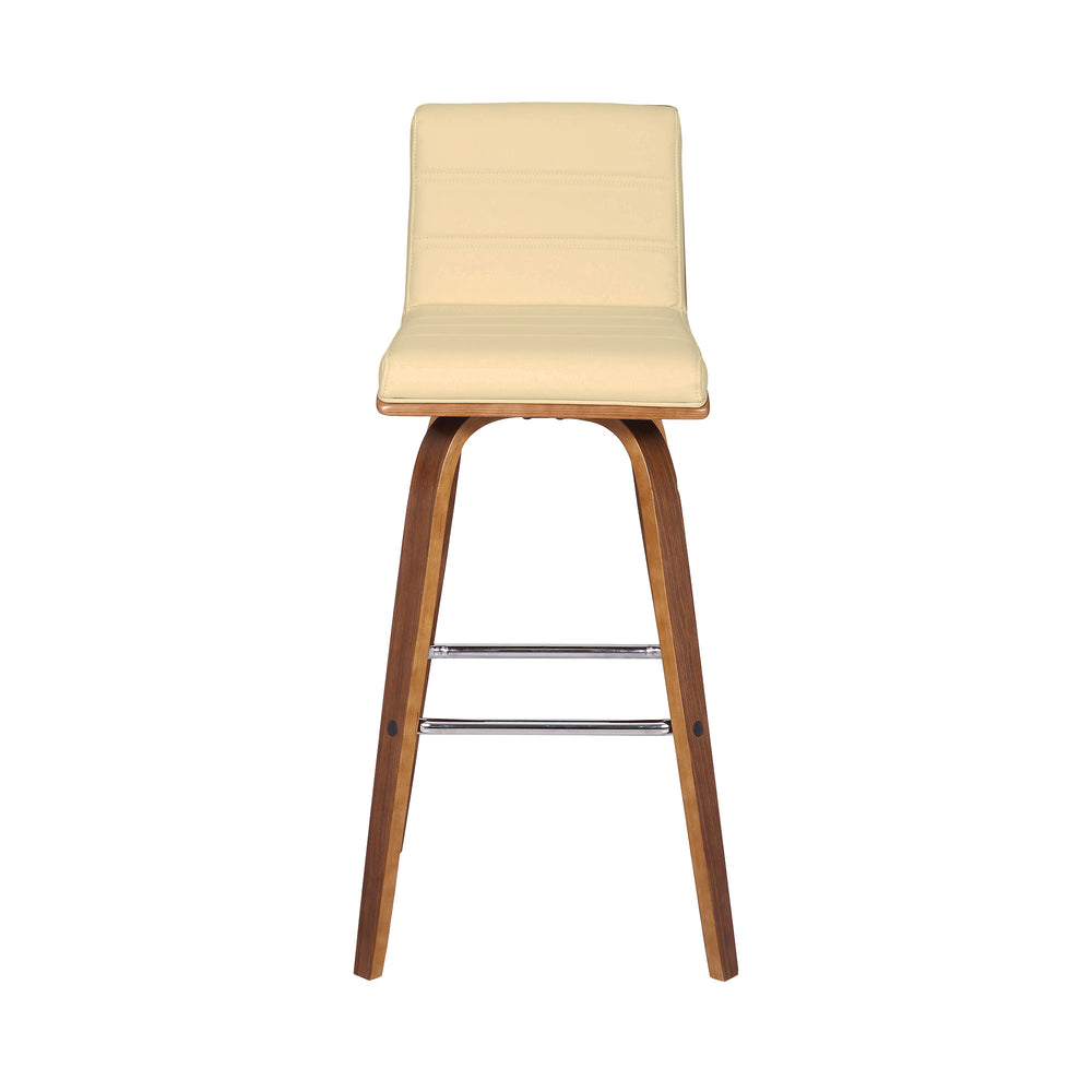 30" Cream And Brown Iron Swivel Low Back Bar Height Bar Chair - Homeroots - Flyclothing LLC