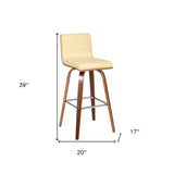 30" Cream And Brown Iron Swivel Low Back Bar Height Bar Chair - Homeroots - Flyclothing LLC