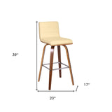 30" Cream And Brown Iron Swivel Low Back Bar Height Bar Chair - Homeroots - Flyclothing LLC