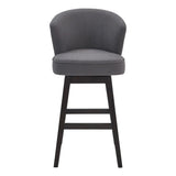 27" Gray And Espresso Solid Wood Swivel Low Back Counter Height Bar Chair - Homeroots