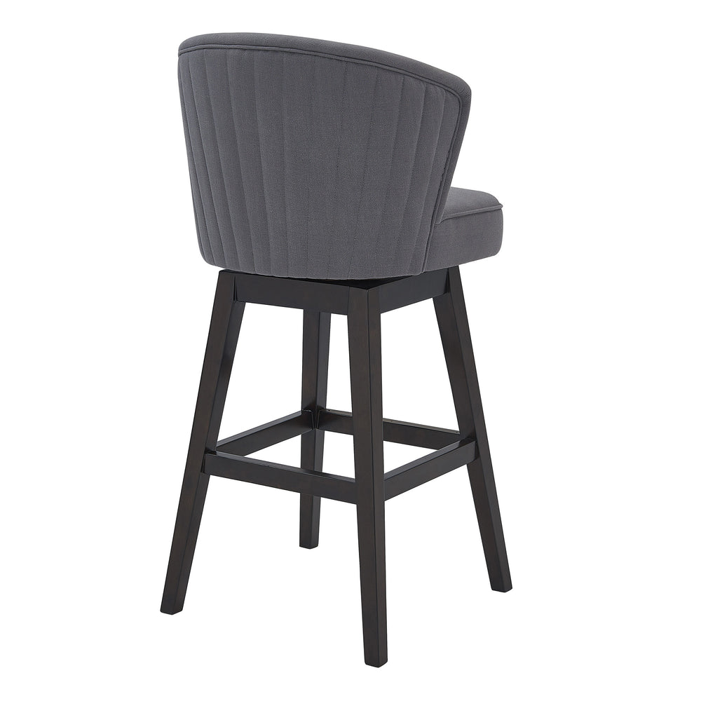 27" Gray And Espresso Solid Wood Swivel Low Back Counter Height Bar Chair - Homeroots - Flyclothing LLC