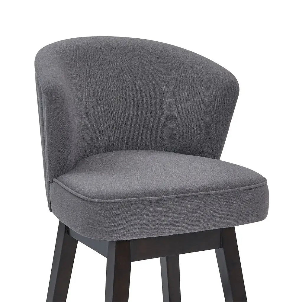 27" Gray And Espresso Solid Wood Swivel Low Back Counter Height Bar Chair - Homeroots - Flyclothing LLC