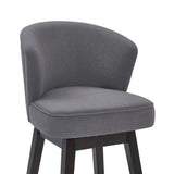 27" Gray And Espresso Solid Wood Swivel Low Back Counter Height Bar Chair - Homeroots - Flyclothing LLC