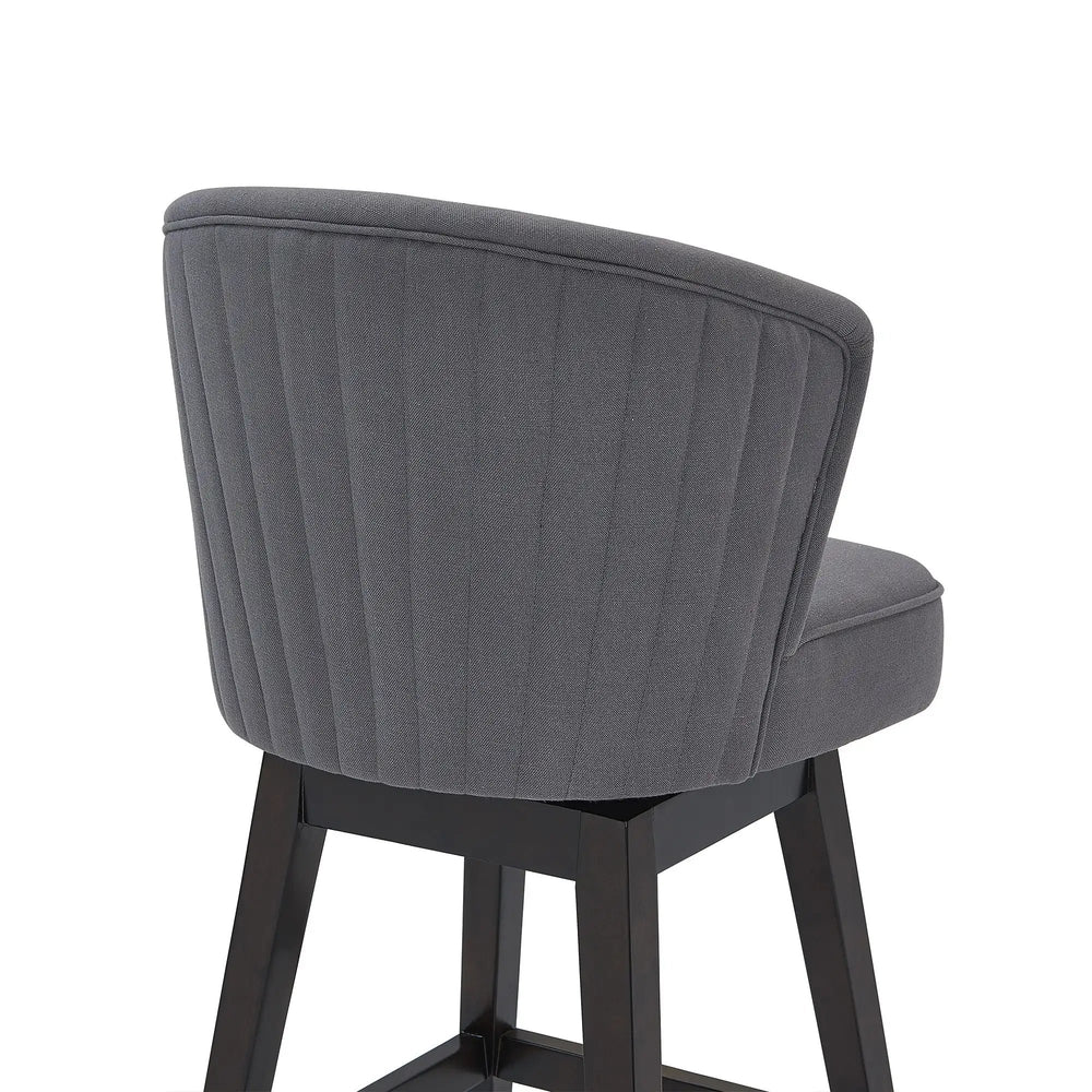27" Gray And Espresso Solid Wood Swivel Low Back Counter Height Bar Chair - Homeroots - Flyclothing LLC