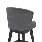 27" Gray And Espresso Solid Wood Swivel Low Back Counter Height Bar Chair - Homeroots - Flyclothing LLC