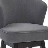 27" Gray And Espresso Solid Wood Swivel Low Back Counter Height Bar Chair - Homeroots - Flyclothing LLC