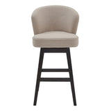 27" Tan And Espresso Solid Wood Swivel Low Back Counter Height Bar Chair - Homeroots