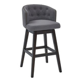26" Gray And Espresso Solid Wood Swivel Low Back Counter Height Bar Chair - Homeroots