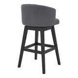 26" Gray And Espresso Solid Wood Swivel Low Back Counter Height Bar Chair - Homeroots