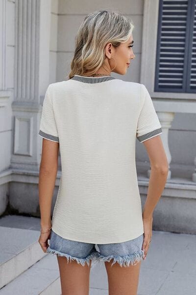 Round Neck Short Sleeve T-Shirt - Trendsi