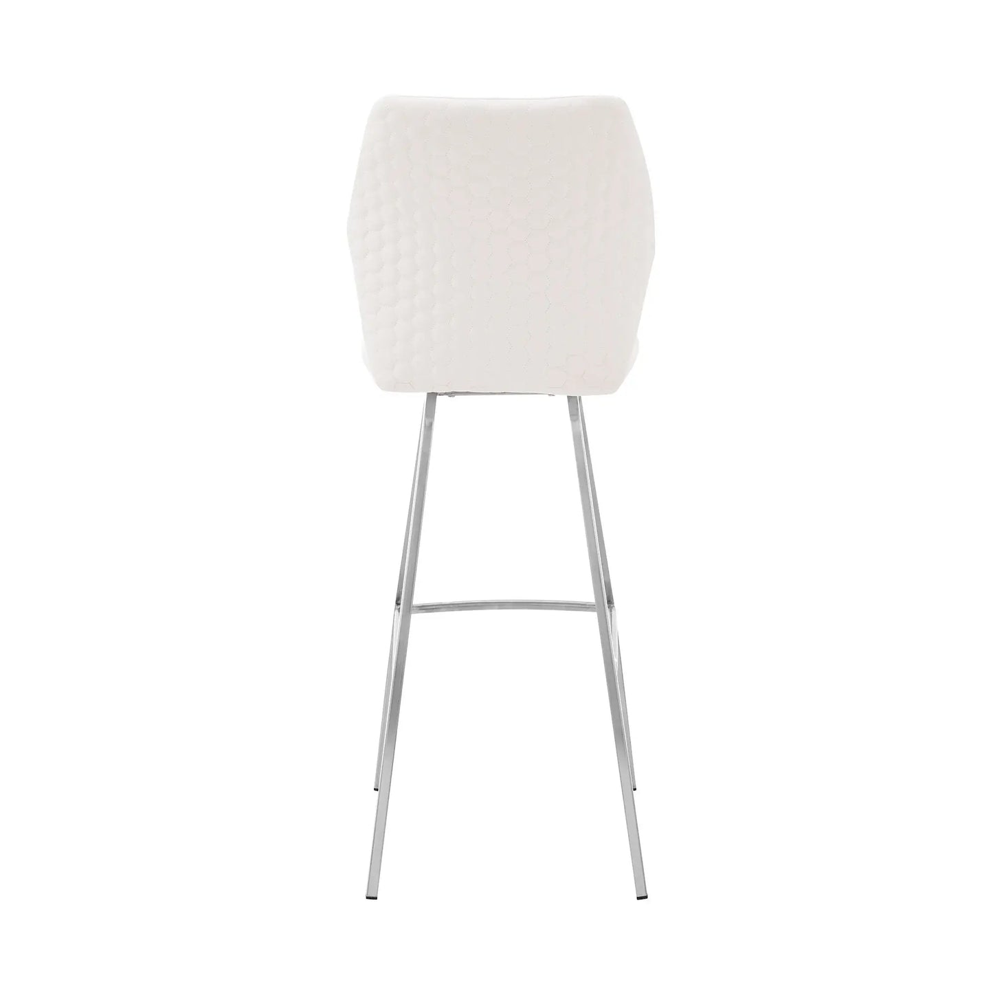 26" White And Silver Faux Leather And Iron Counter Height Bar Chair - Homeroots - Flyclothing LLC